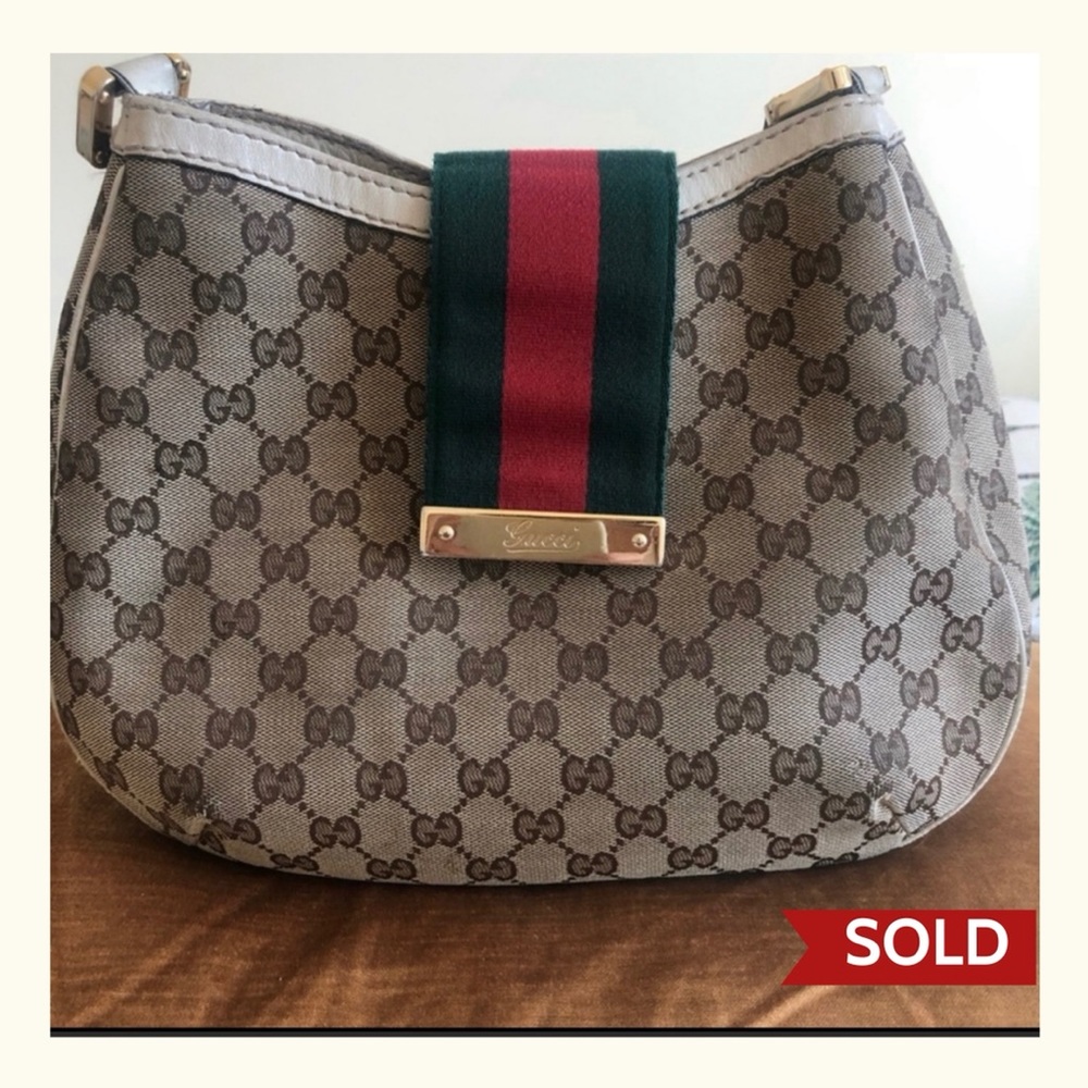 Gucci Monogram Canvas Hobo Bag—Authentic